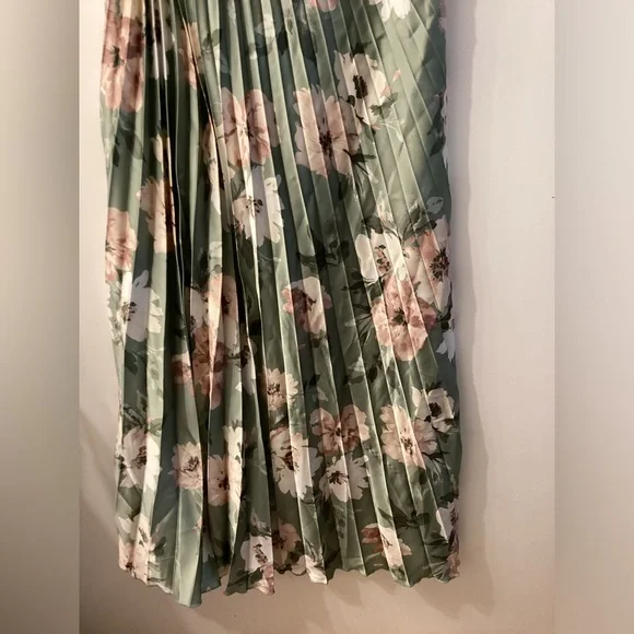 Abercrombie & Fitch Giselle Pleated One Shoulder Green Floral Maxi Dress Size M - Picture 4 of 16